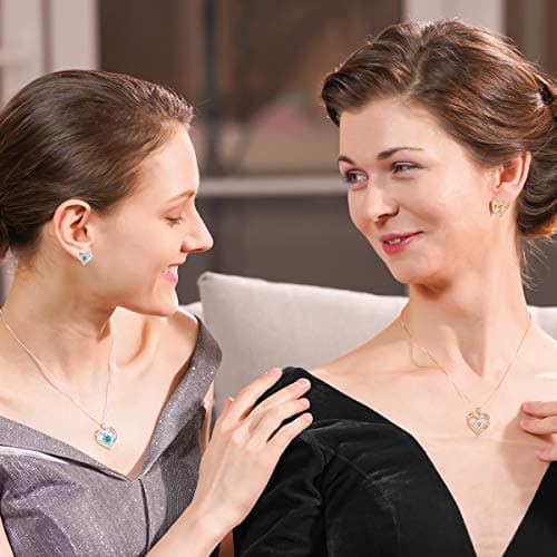 CDE Forever Love Heart Necklaces for Women, Wedding Anniversary, Birthday Mothers Day Gifts for Mom, Mother, Wife, Girlfriend, S925 Silver Jewelry with Birthstone Pendant