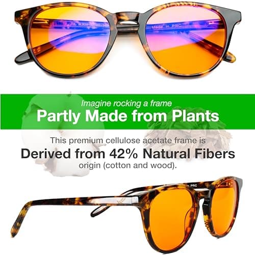 Orange Blue Light Blocking Glasses for Better Sleep - 99.5% Premium Acetate Migraine Glasses for Women & Men