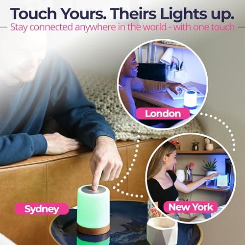 Friendship Lamps by LuvLink – No Subscription WiFi Touch Lamp for Long Distance Relationships, Couples, Friends & Family - Gift Ready (Set of Two)