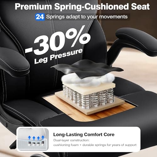 AreShark Office Chair - Executive High Back Breathable Comfy Desk Chair with Lumbar Support - Ergonomic Leather Rolling Swivel Computer Chair with Rock Function for Working Studying Gaming Relaxing