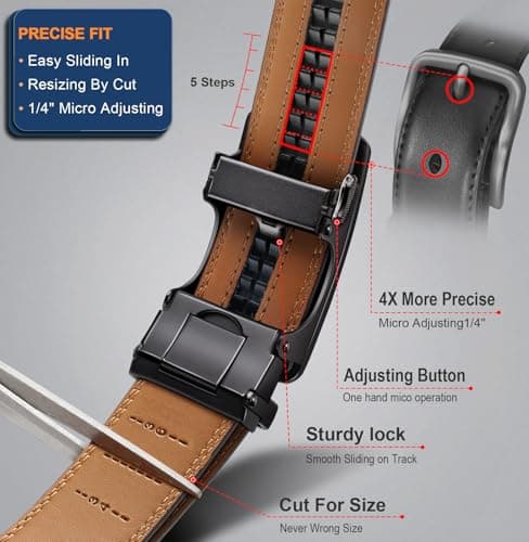 BULLIANT Men's Belt,Slide Ratchet Belt Adjsutable For Men Suit Casual Jeans Gift Boxed,Trim To Fit