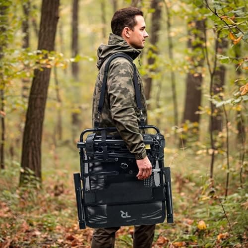 TR 360 Degree Swivel Hunting Blind Chair,400 lbs Capacity Silent,Height Adjustable Hunting Chair with Armrests,Portable Ground Hunting Seat for Deer Turkey