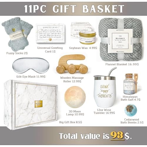 AHAGIFTREE Gift Basket Gifts for Women,11PC Birthday,Sympathy,Surgery Recovery Gifts Women,Get Well Soon After Surgery,Condolences Basket for Loss,Sympathy B0DC6C21P6
