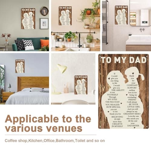 Gifts for Dad from Daughter Wife,12x8Inch Metal Tin Sign Novelty Vintage Plaque Decorative Gifts for Dad Husband,Meaningful Christmas Anniversary Birthday Father's Day Presents for Daddy Stepfather