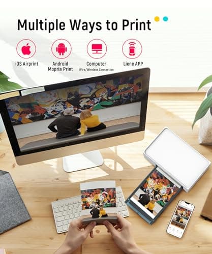 Liene M100 4x6'' Photo Printer, Phone Printer 100 Sheets & 3 Cartridges, Full-Color Photo, Portable Instant Photo Printer for iPhone Android, Thermal Dye Sublimation, Wi-Fi Picture Printer 100 Papers B09XHYNHB2
