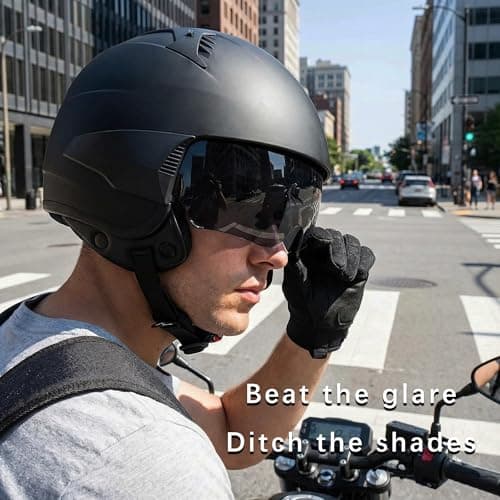Westt Open Face Motorcycle Helmet, 3/4 Motorcycle Helmet DOT Approved, Lightweight Moped Helmet with Built-in Sun Visor, Quick Release Strap, Removable Washable Liner, Scooter Helmet for Adults