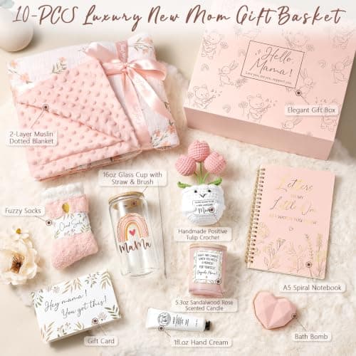 Postpartum After Birth Essentials Kit Pregnancy Gift Basket for Expecting Pregnant First Time Mom Gender Reveal Push Present New Mom Care Package Postpartum Essential Pregnancy Gifts for New Mom to Be B0GXZYZQVB