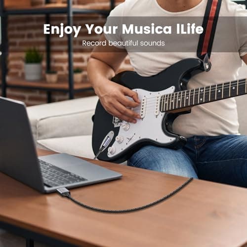 MOSWAG 3.3FT USB to 6.35 Audio Cable, USB to 1/4“ Guitar Cable with Recording Function for Guitar, Bass, Amplifier, Speakers (NOT for Xbox/RockSmith)