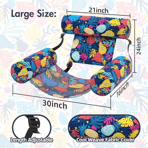 Sunikko X Pool Floats Adult 2 Packs Fabric Heavy Duty Inflatable Pool Chair Hammock, Blow Up Floaties for Adults, Hawaii Flower Floats for Pool Floating, Party Summer Toys Water Beach Lake Fun