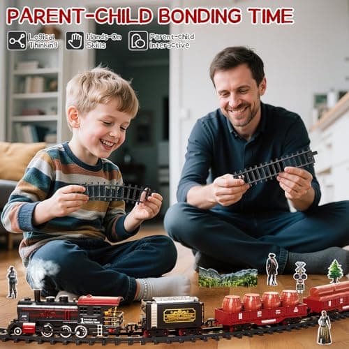 DULONIME Train Set for Toddlers 2-4, Electrical Trains with Track, Smoke, Light, Sound and Scene, Christmas Train Sets for Around The Tree, Christmas Birthday Gifts for Boys Girls 3-8 Years Old