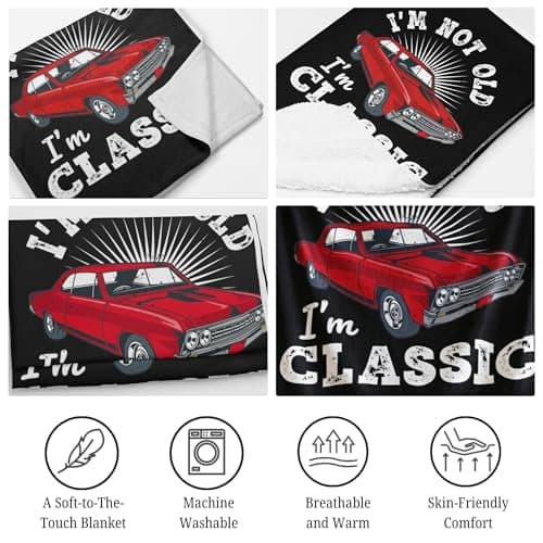 Old Man Gifts Im Not Old Im Classic Blanket for Men - Fathers Day Blanket Best Gifts for Elderly Grandpa Birthday - Dad Retirement Blankets Classic Car Gift for Men Over The Hill Throw Blanket 50"x60" B0GK78LNNZ