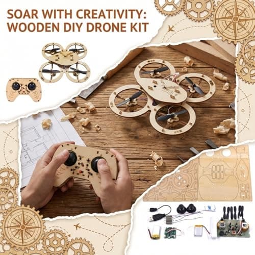 2026 New DIY Wooden RC Drone Kit, Remote Control 3D Building Blocks Quadcopter to Build for Adults, STEM Projects with Gyroscope for Beginners