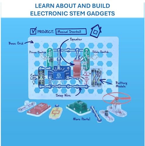 Build 100+ STEM projects with 28 snap-together parts and a full-color project manual SNAP CIRCUITS Jr. SC-100 STEM Electronics Kit, 100+ Projects, Ages 8+ B00008BFZH