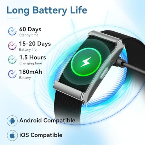 Smart Bracelet for Men Women，Health Activity Fitness Trackers with Continuous Heart Rate Monitor, 24/7 Sleep Tracking, 120+ Sport Modes, 30-Day Battery Life,Includes 2 Replacement Bands(Black)