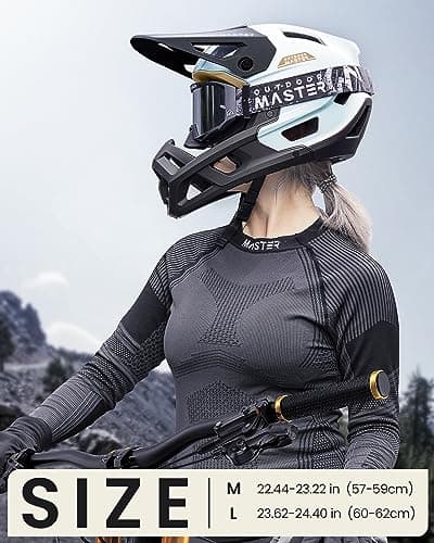 OutdoorMaster Full Face Mountain Bike Helmet for Men & Women-Two Removable Chin Pad Mountain Bike Helmet Grizzly, Ventilation Lightweight Racing Downhill DH BMX MTB Helmet