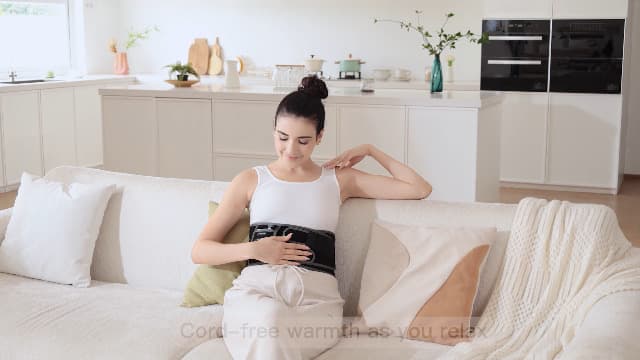 Comfytemp Cordless Heating Pad with Massager for Back Pain Relief, Portable Lower Back Massager Wearable, Birthday Gifts for Dad Mom Men Women Elderly, Rechargeable Period Cramps, 3 Heat Auto-Off, 58"