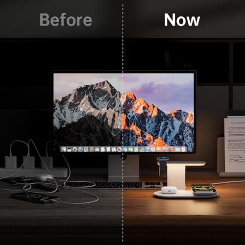 GUSGU 3 in 1 Charging Station for MagSafe Wireless Charger with Three-Level Night Light, 15W Max Fast Charging for iPhone 17/16/15/14/13/, Apple Watch Series 2-11/SE 3/ Ultra 3, AirPods Pro 3-Gray