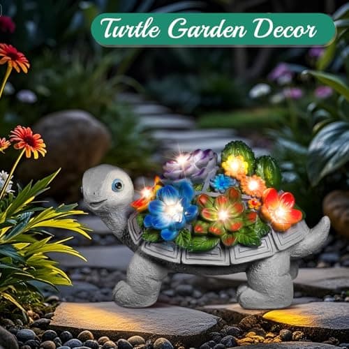 Linkax Birthday Gifts for Women Mom Grandma, Turtle Statue Solar Lights Outdoor Garden Decor for Outside Yard Patio Porch Fall Home, Gardening House Warming Gifts New Home, Grandparents Day Presents