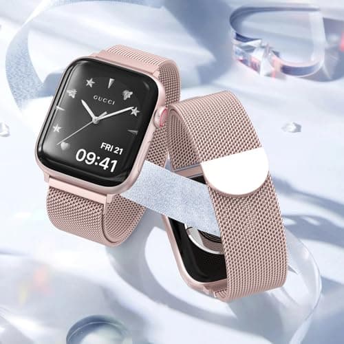 Original Stainless Steel Mesh Loop Compatible with Apple Watch 38mm 40mm 41mm 42mm 44mm 45mm 46mm 49mm Women Men, Magnetic Clasp Replacement for iWatch Bands Series 11 10 9 8 7 6 5 4 Ultra SE 3 2 1