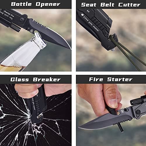 Gifts for Him Men, Christmas Anniversary Birthday Gifts for Boyfriend Husband, Stocking Stuffers for Him, Engraved Pocket Knife, Camping Hiking Multitool Knife Present, Folding Knives with Wood Box