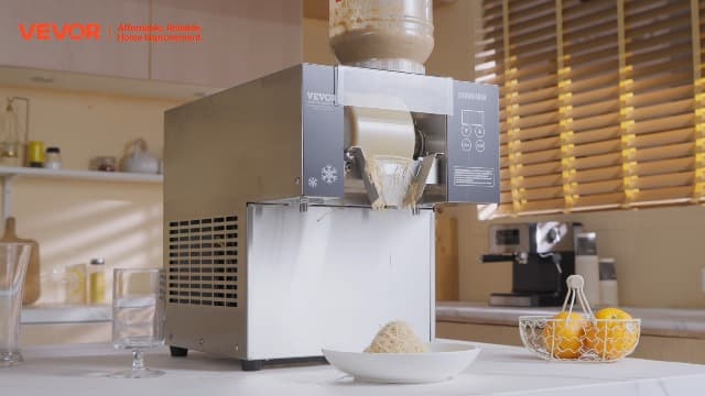 VEVOR Commercial Snowflake Ice Machine, 176.4LBS/24H Snowflake Ice Maker, Stainless Steel Ice Shaver Machine, Electric Snow Cone Maker, Air Cooling System for Rapid Heat Dissipation, for Bakery, Café