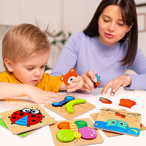 Animal Jigsaw Puzzles for Toddlers Ages 1-3 2-4 - Baby Kids Learning Educational Preschool Toys Christmas Birthday Gifts Wooden Toddler Puzzles Montessori Toys: Gifts for 1 2 3 Year Old Boys Girls B07QG618QT