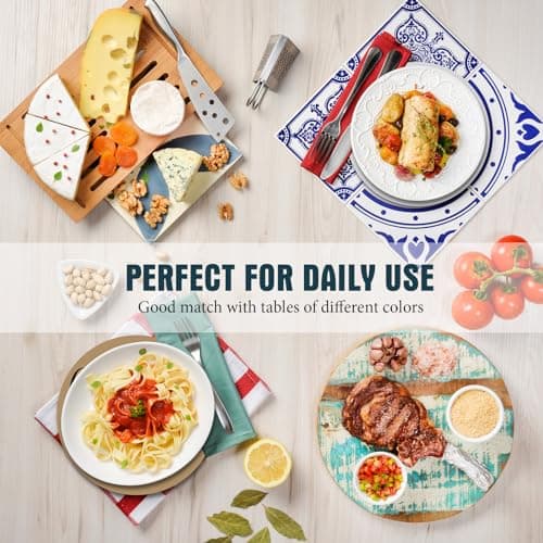 Queekay 6 Pcs Artisanal Wooden Coasters Trivets Set for Hot Pots and Pans Christmas Housewarming Gifts New Home 7" Farmhouse Pot Holder Trivets for New Apartment Home Buyers Presents(Ocean)