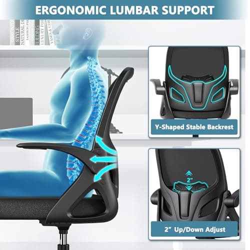 Kensaker Drafting Chair Tall Office Chair, Ergonomic Standing Desk Chair with Adjustable Foot Ring and Flip-up Armrests, Mesh Computer Chair for Art Studio, 300 LBS, Black
