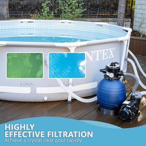 XtremepowerUS High-Flo Sand Filter Pump System 13" Filter Tank 10,000 Gal Above Ground Pool 3/4HP Pool Pump 2400GPH Flow