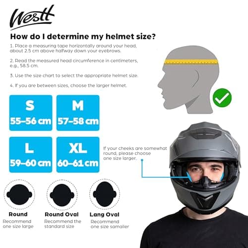 Westt Modular Motorcycle Helmet - DOT Approved - Full Face Flip Up, Internal Sun Visor for Men Women (Street Bike, ATV, Snowmobile)