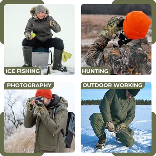 HANDLANDY Cold Winter Weather Fishing Gloves for Men and Women,Fingerless Gloves Convertible Flip Top Mittens