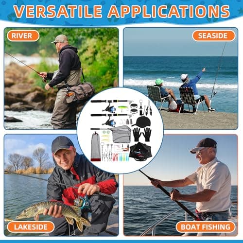 LaRandom Fishing Rod and Reel Combo Telescopic Fishing Pole Kit Collapsible with Plier Lip Gripper Lures Carrier Bag Pre-Loaded Spinning Reel for Beginner Men Travel Saltwater Freshwater