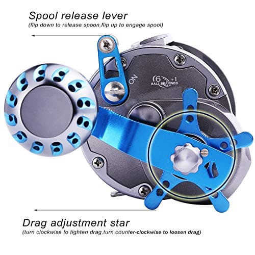 Sougayilang Line Counter Trolling Reel Conventional Level Wind Fishing Reel