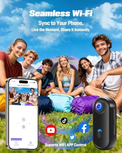 Upgraded 4K Action Camera, Mini Body Camera with Audio and Video Recording, Magnetic Hands Free POV Camera with 360°Rotatable Clip, Waterproof Case Chest Camerafor Pet Walking, Bike, Travel, Vlog