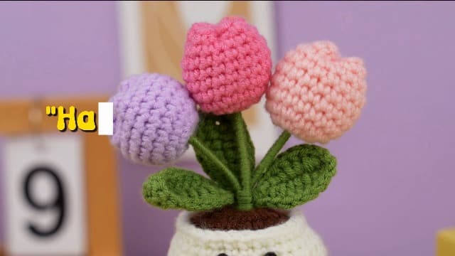 Gifts for Mom from Daughter Son - Cute Christmas, Mothers Day, Birthday Gifts for Moms - 5.51'' x 4.13'' Knitted Positive Tulip Flowers Mom Crochet Doll