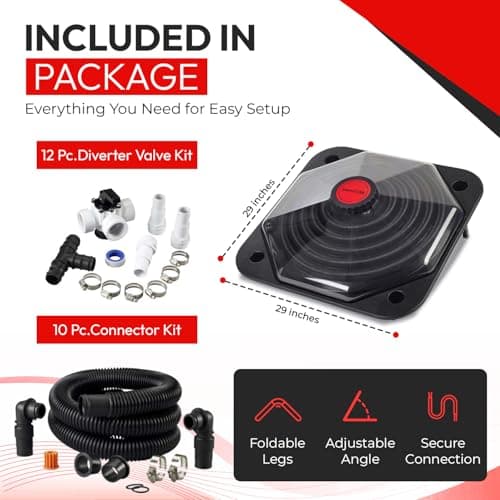 Solar Pool Heater Dome – Black SunCOIL for Above Ground & Intex Pools – Free Connection & Diverter Valve Kit – Fast & Efficient Sun-Powered Heating – 5-Year Warranty