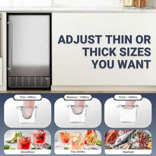 ICYGLEE Commercial Under Counter Ice Maker Machine with Drain Pump, 100Lbs/Day with 24lbs Storage, Built-in Freestanding Ice Maker, Self-Cleaning, 24H Timer, for Commercial & Home Use. (Stainless)