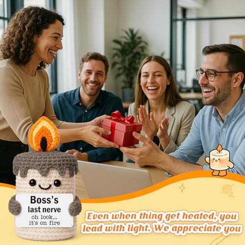 Boss Lady Female Male Gifts, Funny Birthday Christmas Leaving Gag Gift for Supervisor Manager, Handmade Crochet Candle Decor Funny Bosses Day Gifts for Women Man, Appreciation Gifts for Boss B0G2LZ6T1K