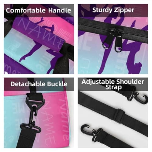 Opalaughs Custom Gymnastics Bag with Name Personalized Dance Bag Sport Gym Travel Duffel Bags for Women Weekender Overnight Duffle Bags