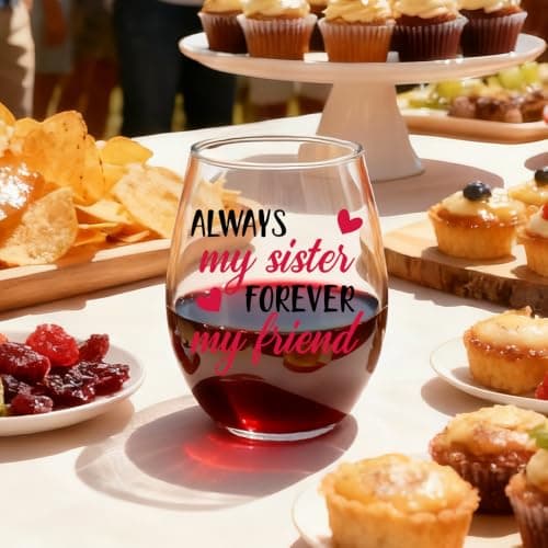 Always My Sister Forever My Friend Stemless Wine Glass, Gifts for Female Friends, Keepsake for Women Birthday, BFF, Soul Sister, Work Bestie, Thanksgiving Present B0FJBR7VK4