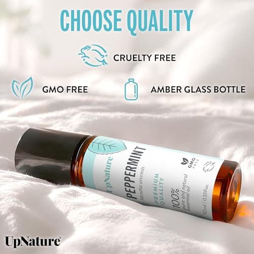 100% natural peppermint essential oil roll-on for nausea, morning & motion sickness relief - pregnancy essentials, chemo UpNature Peppermint Oil Roll On for Pregnancy Nausea & Morning Sickness B07JDX322C