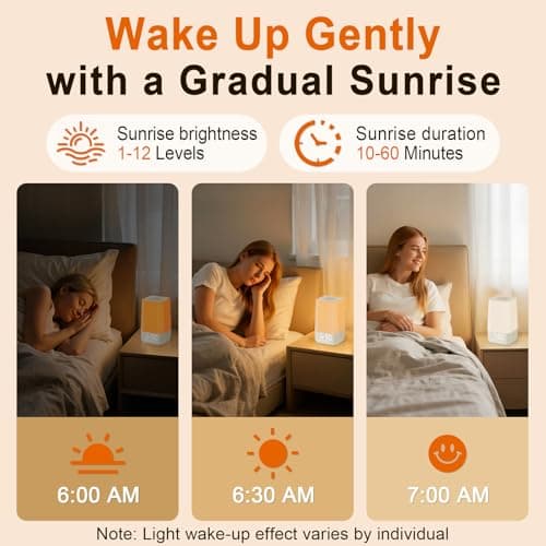 Wkzay White Noise Sound Machine: 30 Soothing Sounds, Sunrise Alarm Clock for Gentle Wake Up, Adjustable Volume & Night Light, Timer - Easy to Sleep, Relax, Focus