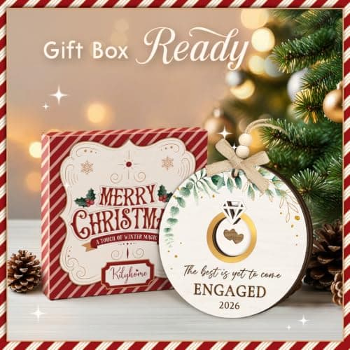 Bride to Be and Fiance Gifts, Newly Proposal Decor, She Said Yes Bridal Shower Couples Presents, 2-layer Wooden Ornaments Engaged Ornament 2026, First Christmas Engagement Ring Keepsake Gift B0H86HP1VB