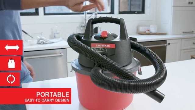 CRAFTSMAN CMXEVBE17250 2.5 Gallon 2.5 Peak HP Wet Dry Vac, Portable Shop Vacuum Wet and Dry with Filter Bag, Hose and Attachments for Cleaning in The Home