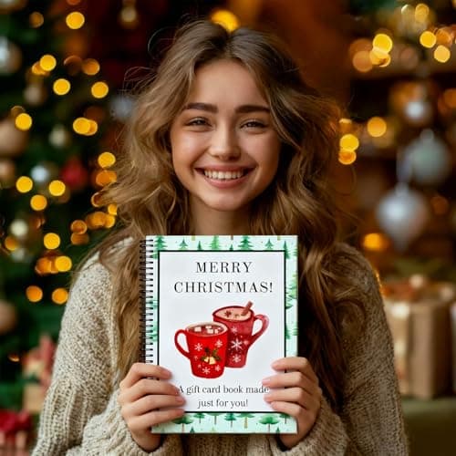 Christmas Stocking Stuffer Christmas Gift Card Book for Adults, Merry Christ-mas Gift Cards, 5x7 Color Spiral Bound Card Book- Surprises On Every Page, DIY Personalized Xmas Gifts for Family, Friends, Students B0FW3QJVR6