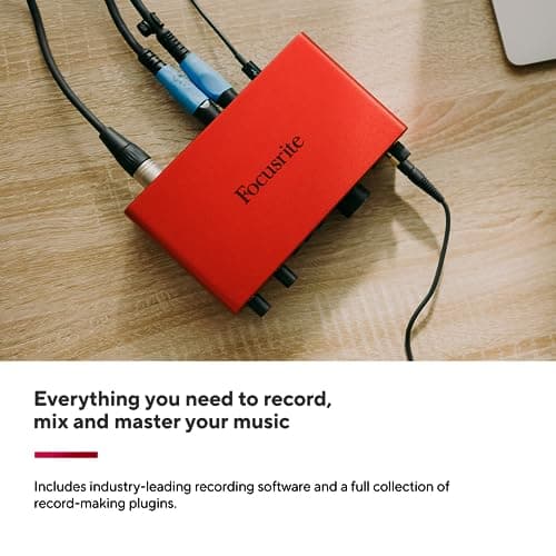 Focusrite Scarlett 2i2 4th Gen USB Audio Interface for Recording, Songwriting, Streaming and Podcasting — High-Fidelity, Studio Quality Recording, and All the Software You Need to Record