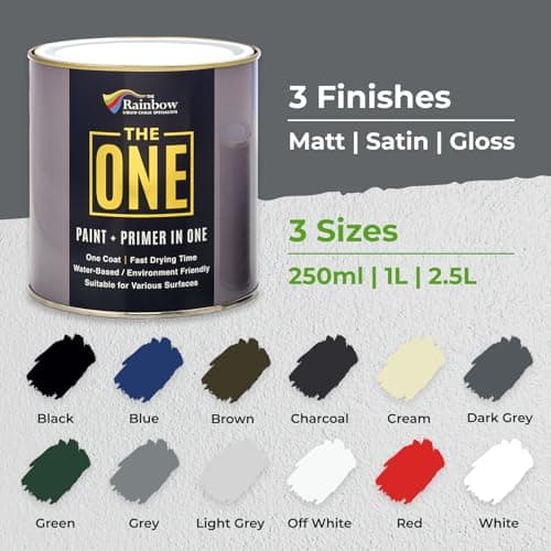 THE ONE All-In-One Paint & Primer - Dark Grey Matte, 8.5 Fl Oz/250ml Sample | 1 Coat Formula | Easy Indoor & Outdoor Decorating for Home & Garden Walls, Floors & Furniture | Water-Based & Low VOC