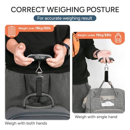 travel inspira Digital Luggage Scale – Portable Hanging Suitcase Weight Scale for Travel, 110 lb Capacity, Backlit LCD Display, Prevents Airport Overweight Fees, Battery Included B07QFTGGYF