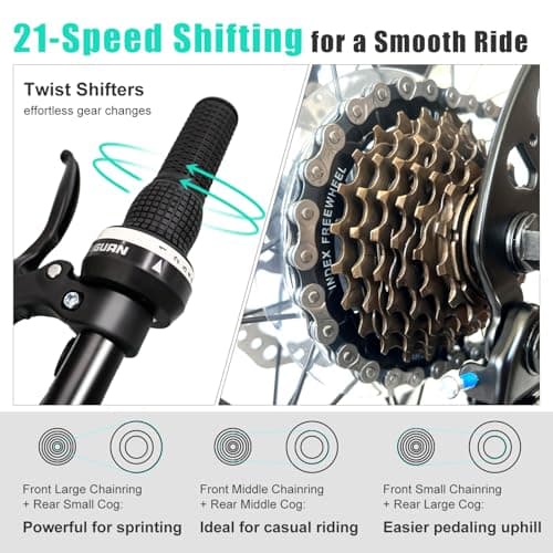 24/26 Inch Mountain Bike for Women & Girls, Twist Shifter, Dual Disc Brakes, Lockout Fork, 2.35" All Terrain Tires, Low Step Steel Frame, 85% Pre-Assembled