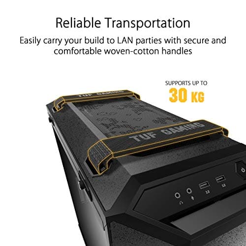 ASUS TUF Gaming GT501 Mid-Tower PC Case for up to EATX Motherboards with USB 3.0 Front Panel, Smoked Tempered Glass, Steel Construction, and Four Case Fans